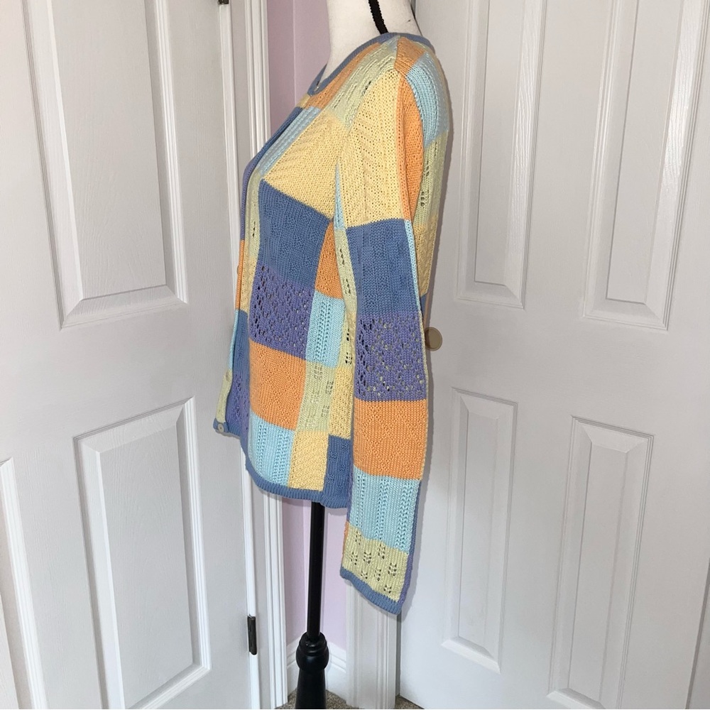 Talbots Multicolor Patchwork Cardigan - image 4